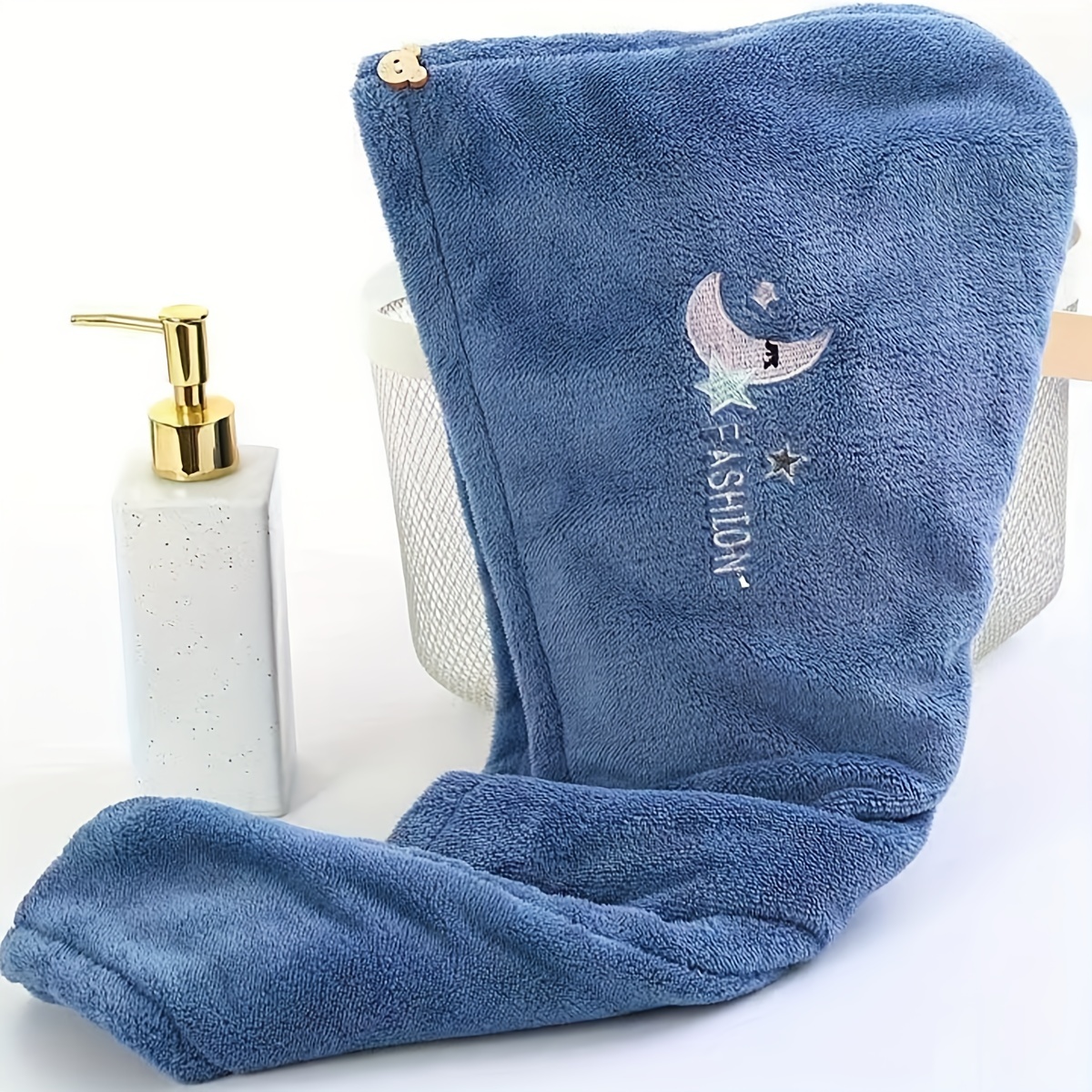 Embroidered Hair Drying Cap Towel Wrap Absorbent Quick Drying Shower Cap