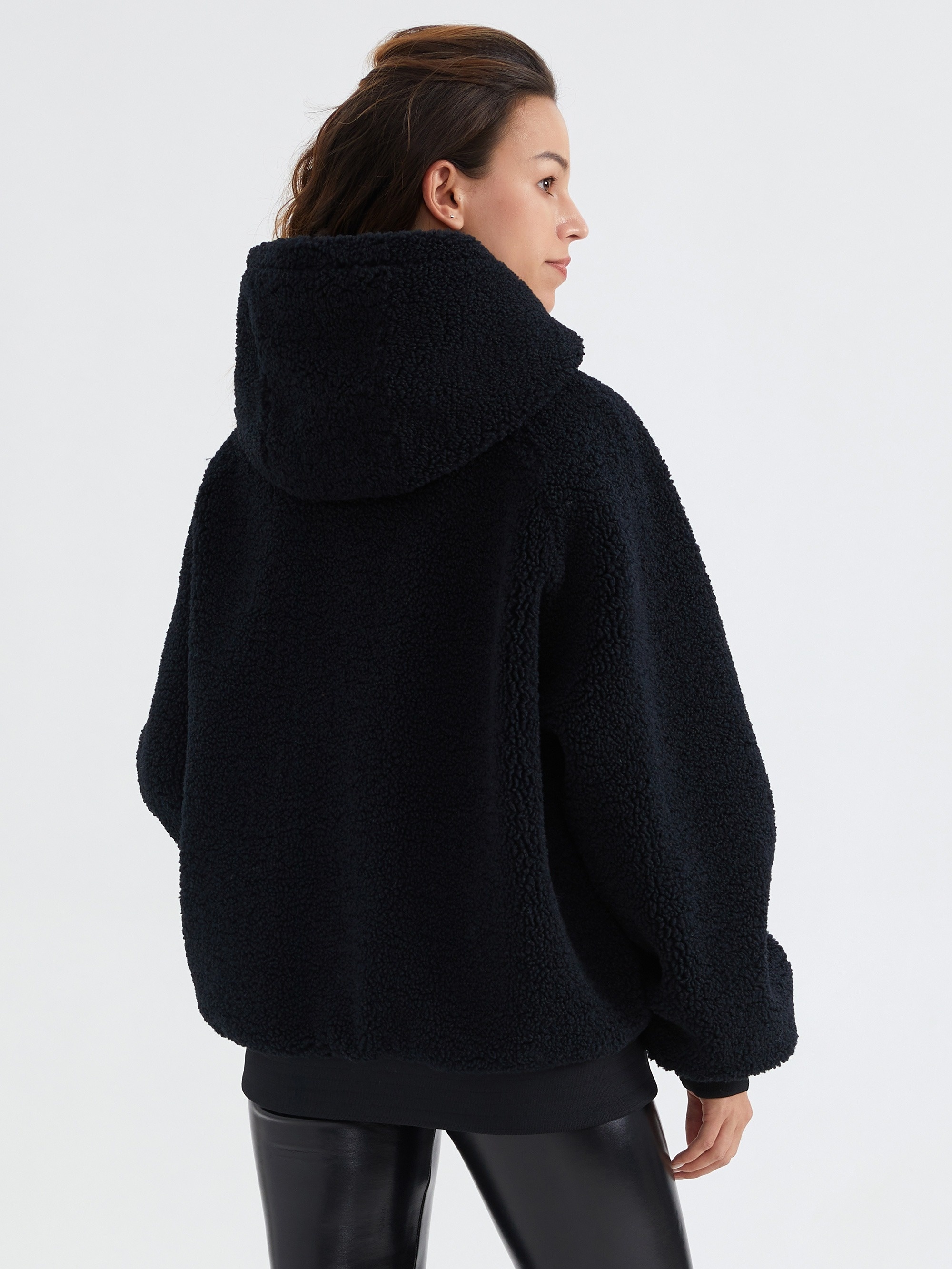 Fabletics black teddy zip up sweater