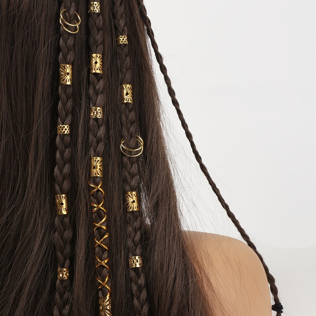 238PCS Hair Jewelry Braid Rings Cuff Decor Pendants Dreadlocks Beads  Accessories
