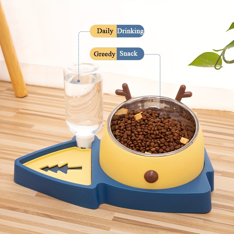 Elevated Dog Bowl Slow Feeder No Spill Water Feeder - Temu