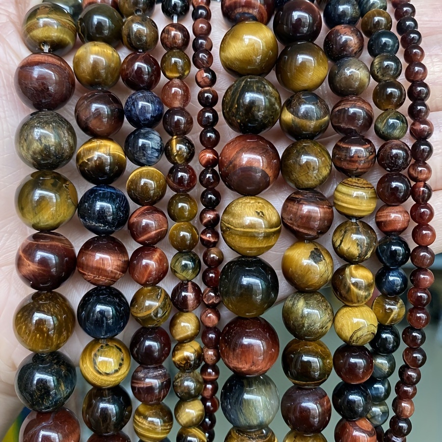 

Natural Colorful Tiger Eye Stone Beads Smooth Round Beads For Jewelry Making Diy Necklace Bracelet Earring Accessories 4/6/8/10/12mm