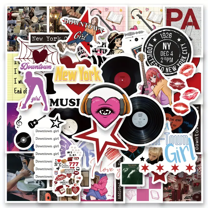 Downtown Girl Stickers Downtown Girl Aesthetic Vinyl Laptop - Temu