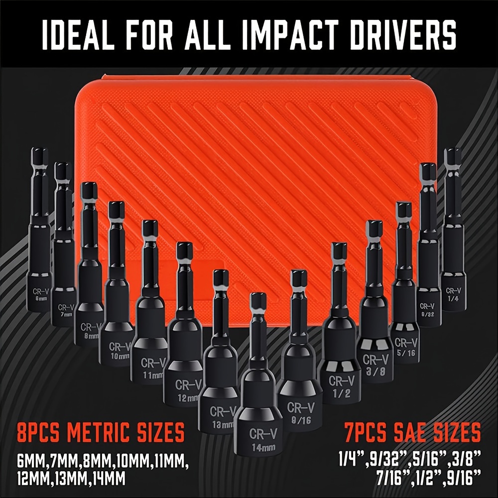 Magnetic Nut Driver Set Impact Nut Driver Set Sae ( To ) And - Temu