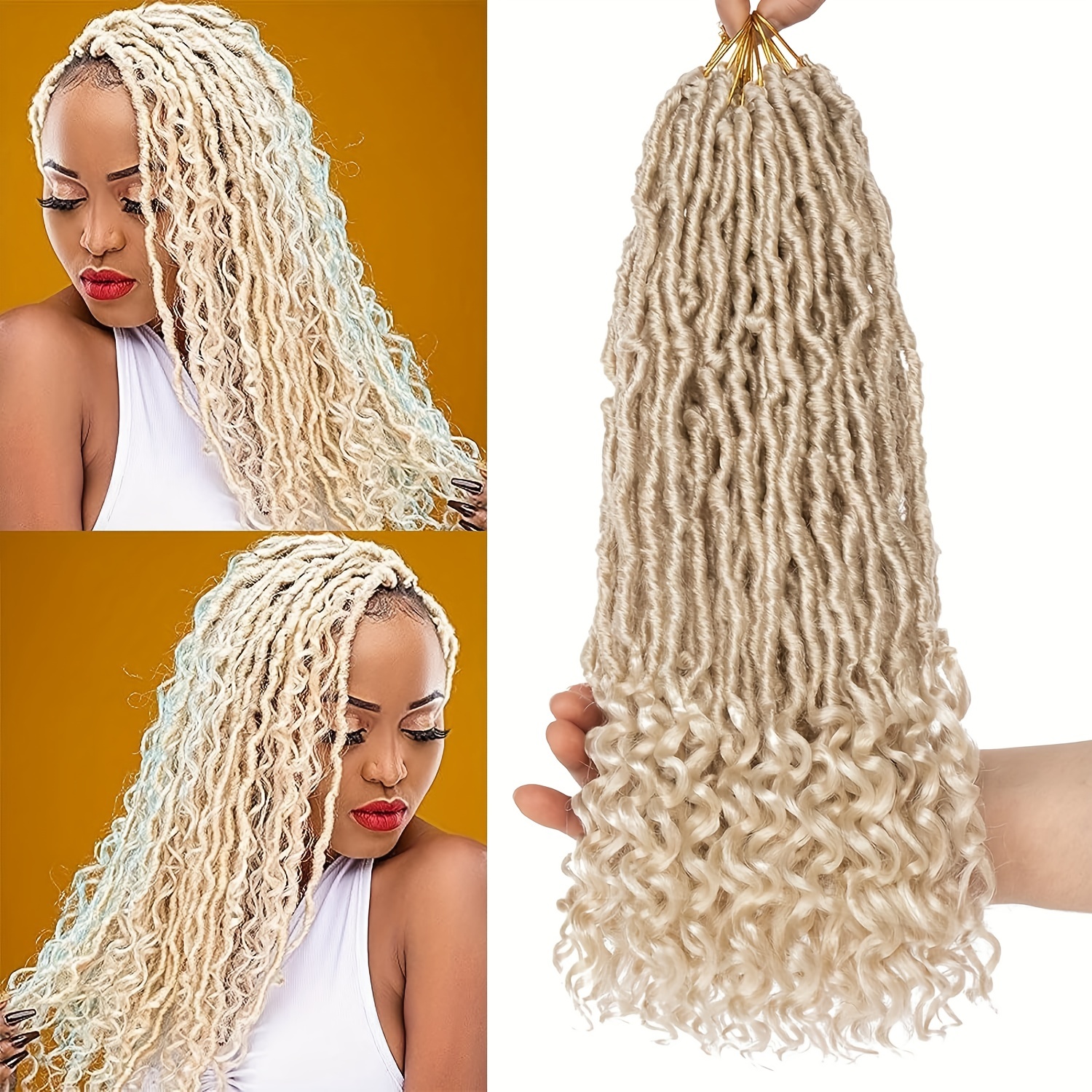 Faux Locs Curly Synthetic New Color Crochet Braids Hair Extension Locks  Blonde Black