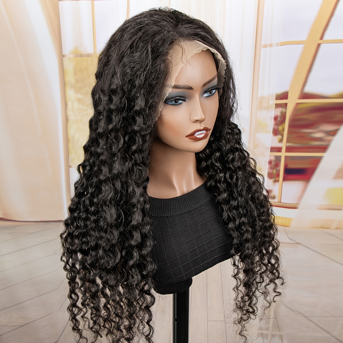 180% Deep Curly Frontal Wig 13x4 Lace Front Human Hair Wigs - Temu