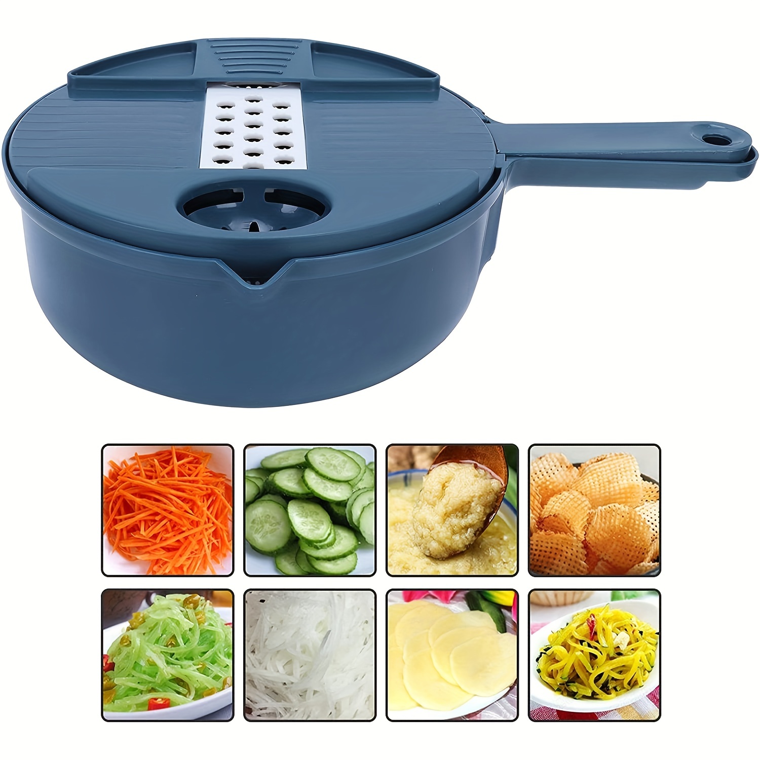 KEOUKE Cortador de verduras 12 en 1, cortador de verduras, cortador de  alimentos con contenedor para guardar la mano, cesta de drenaje, color gris
