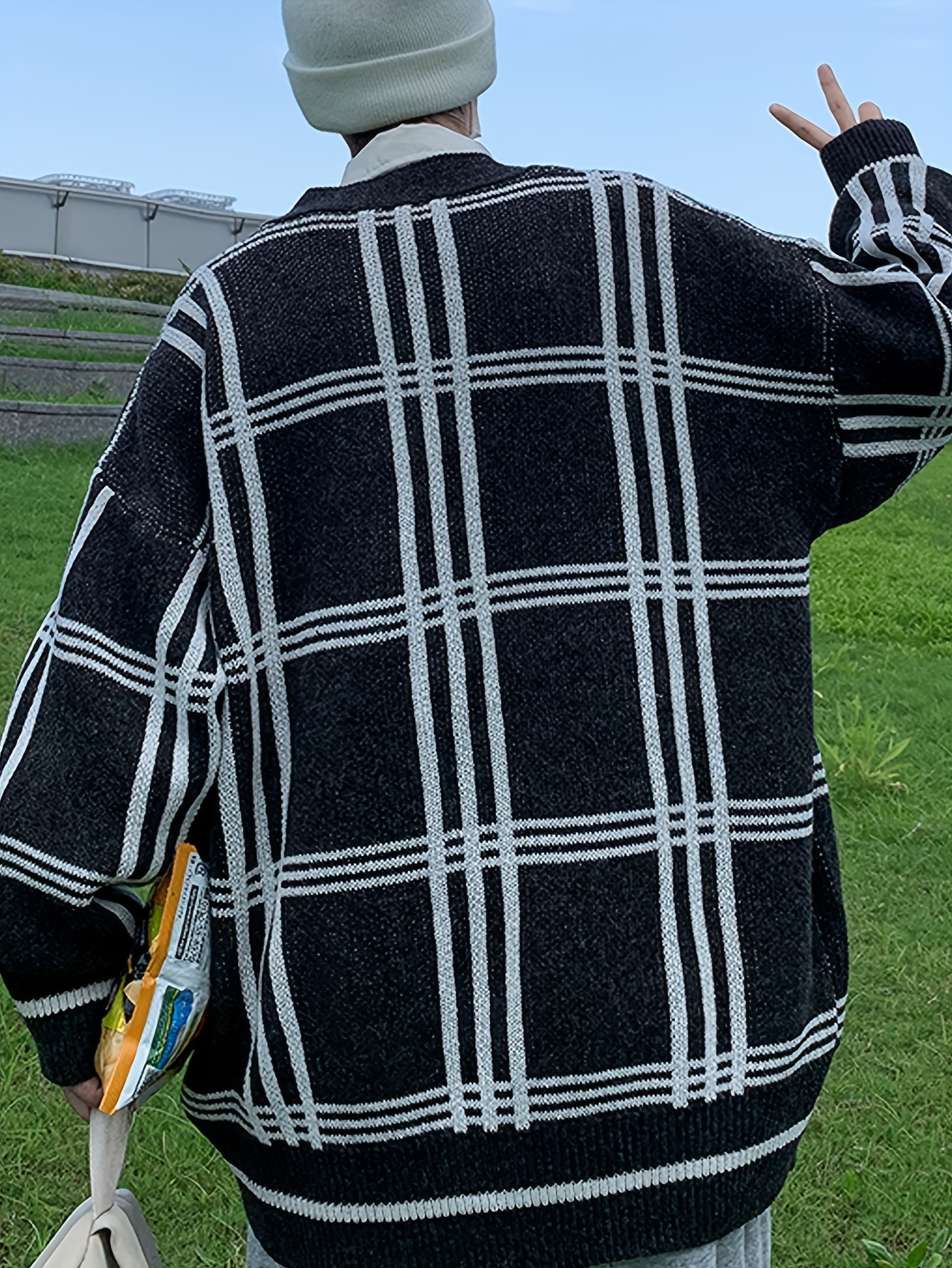 Checkered cardigan clearance mens