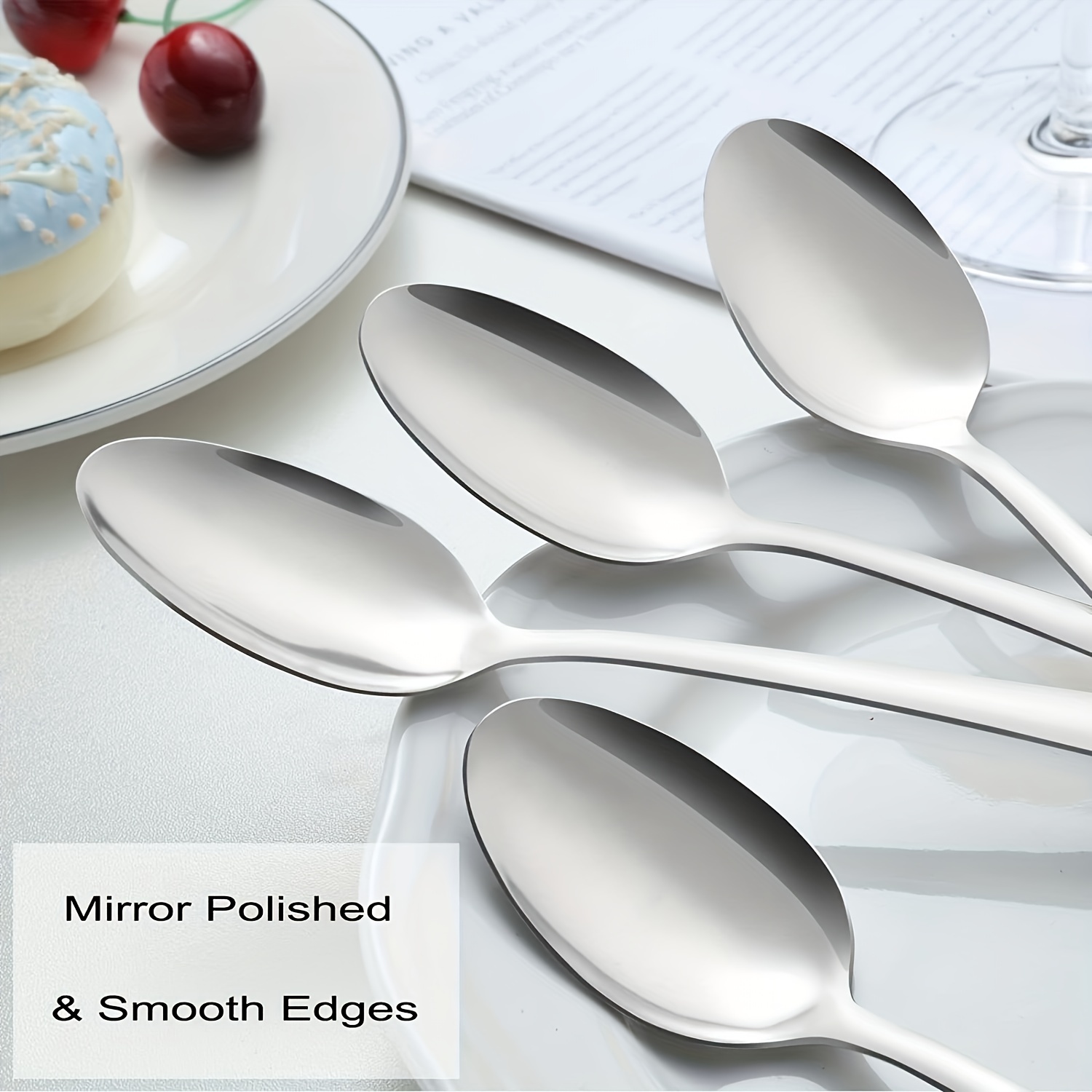 Dinner Spoon ,Stainless Steel Spoons,Durable Metal  Spoons,Tablespoon,Silverware Spoons ,Use for Home,Restaurant, Easy to Clean