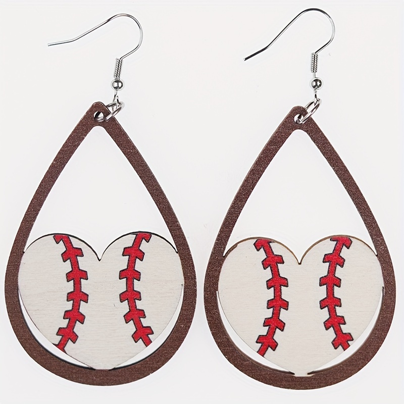 Personalized Drop Fishhook Earrings for Women Retro Baseball