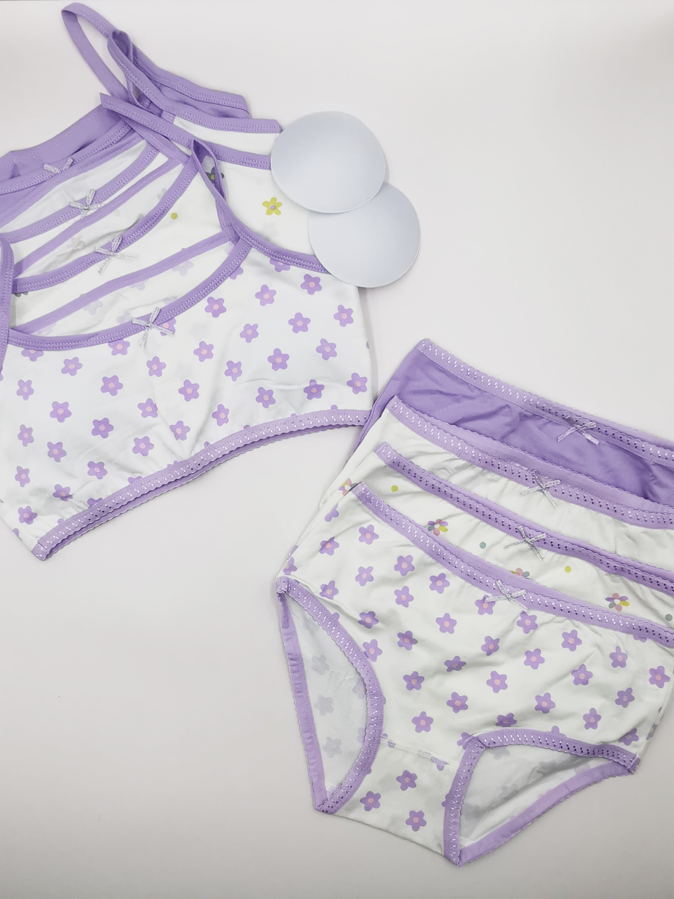 Purple Girls Lingerie Briefs Detachable Chest Pads - Temu