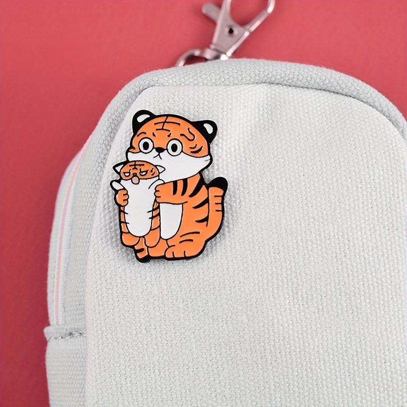 Chinese Style Tiger Brooch Pin Big Orange Cat Brooch Tiger Pattern Badge