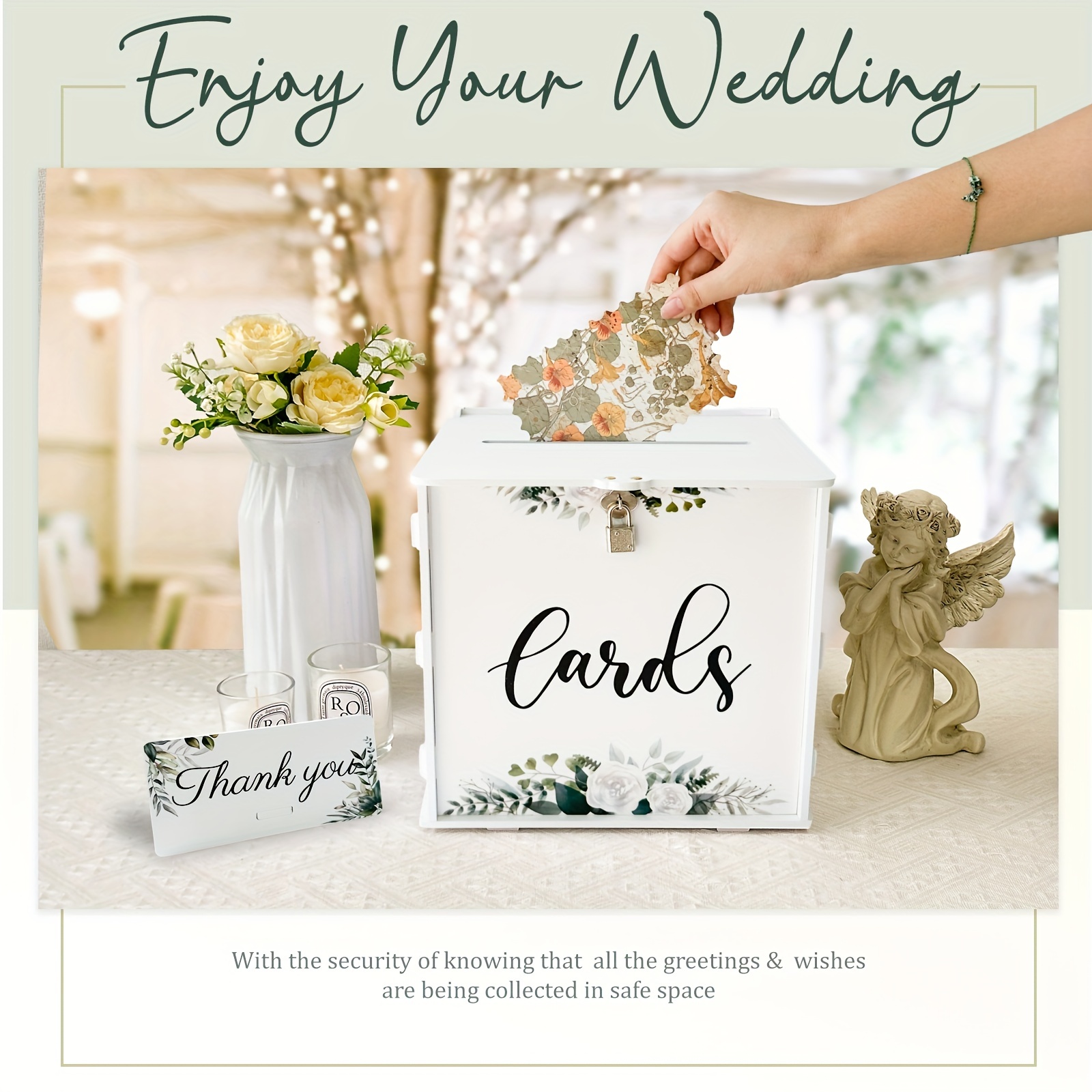 White Pvc Wedding Card Box With Lock - Perfect For Receptions, Parties, And  More - Includes Eucalyptus Diy Envelopes And Money Cards - Ideal For  Graduations, Birthdays, And Baby Showers - Temu