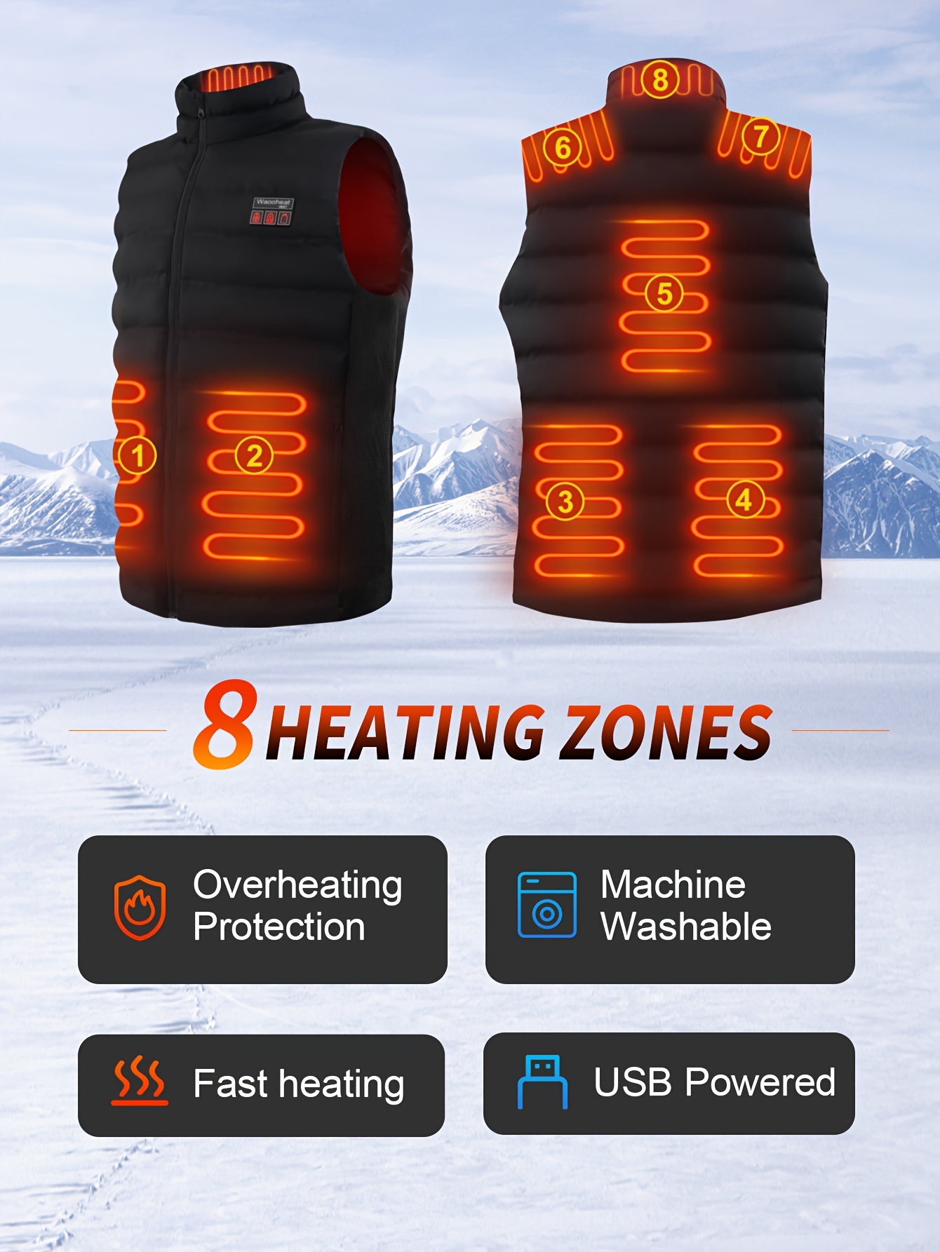 Veste chauffante intelligente à 11 zones pour hommes Veste extérieure à  capuche chaude d'hiver à température constante Veste de chauffage  électrique
