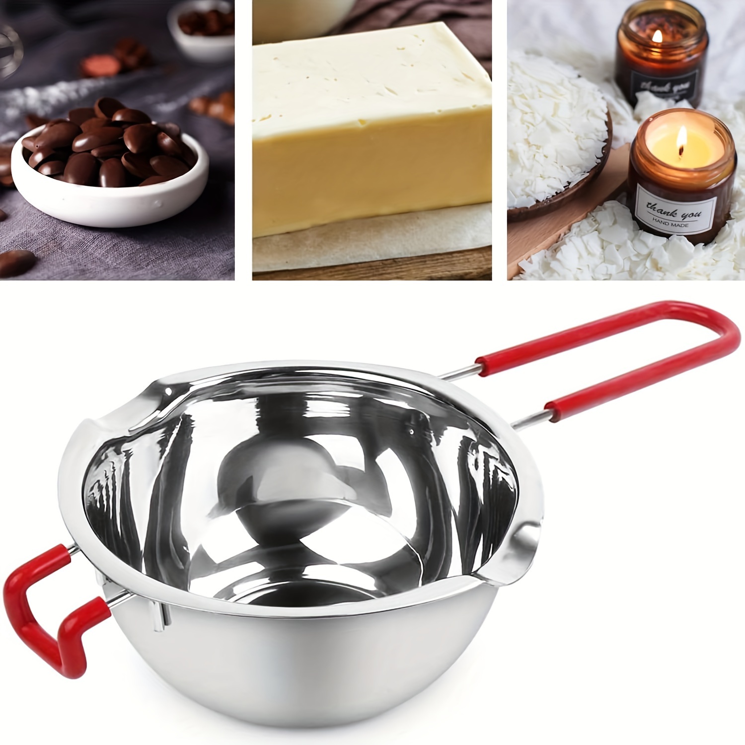 Stainless Steel Double Boiler Pot for Melting Chocolate Butter Cheese DIY  Candy Candles Making Tool with Handle Kitchen Bakeware