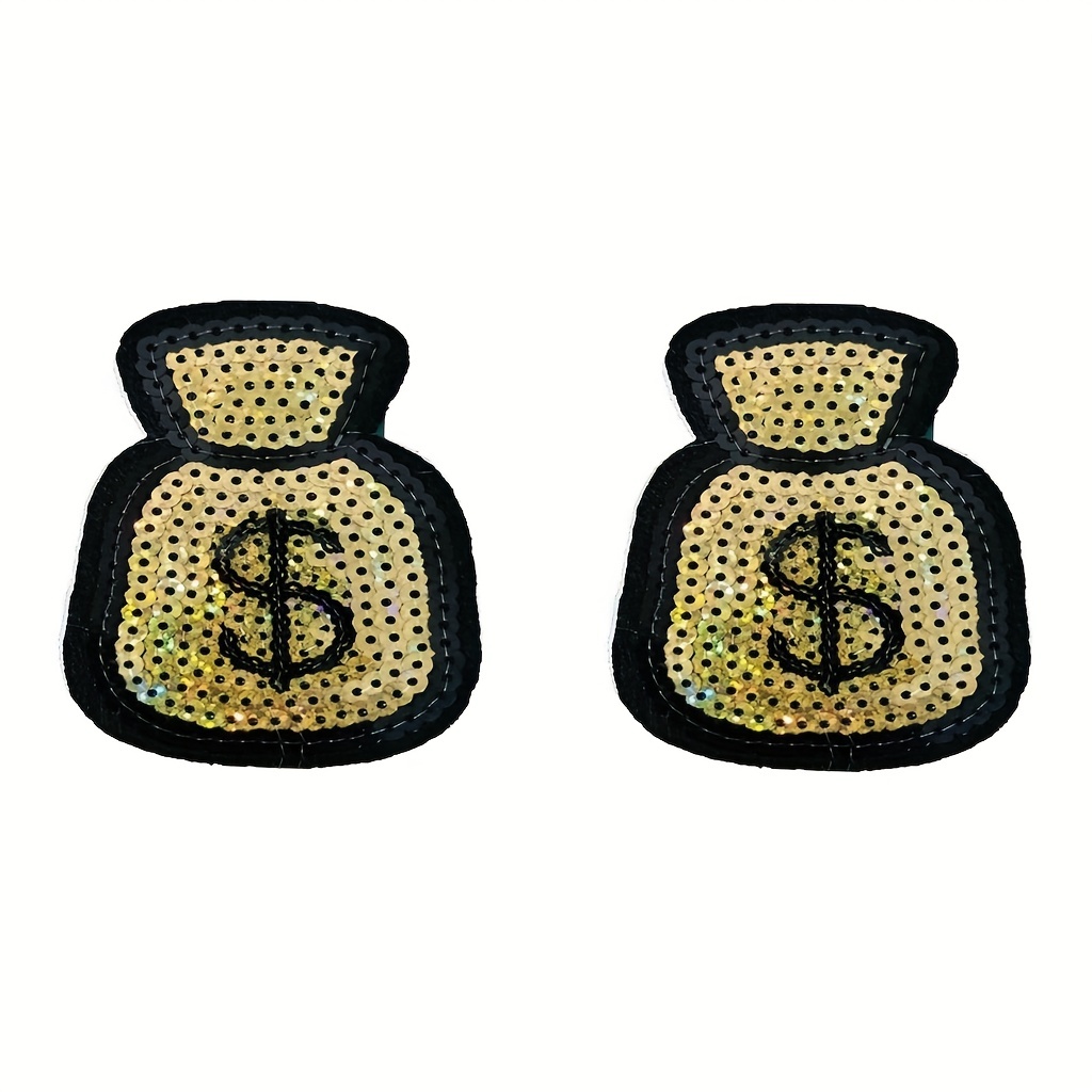 1pc Money Bag Embroidered Iron-on Patch, Cartoon Polyester DIY Clothing  Accessory For Home