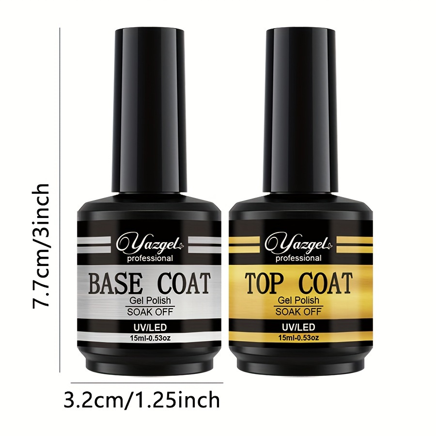 Yazgel Base Top Coat Gel Polish Set Soak Off Transparent Gel - Temu