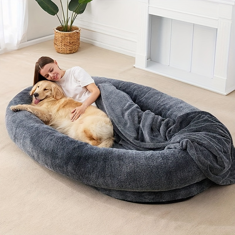 Cooling Human Dog Bed Bean Bag Bed for Humans Giant Beanbag Dog Bed with  Blanket for People, Families, Pets (Blue) - Walmart.com