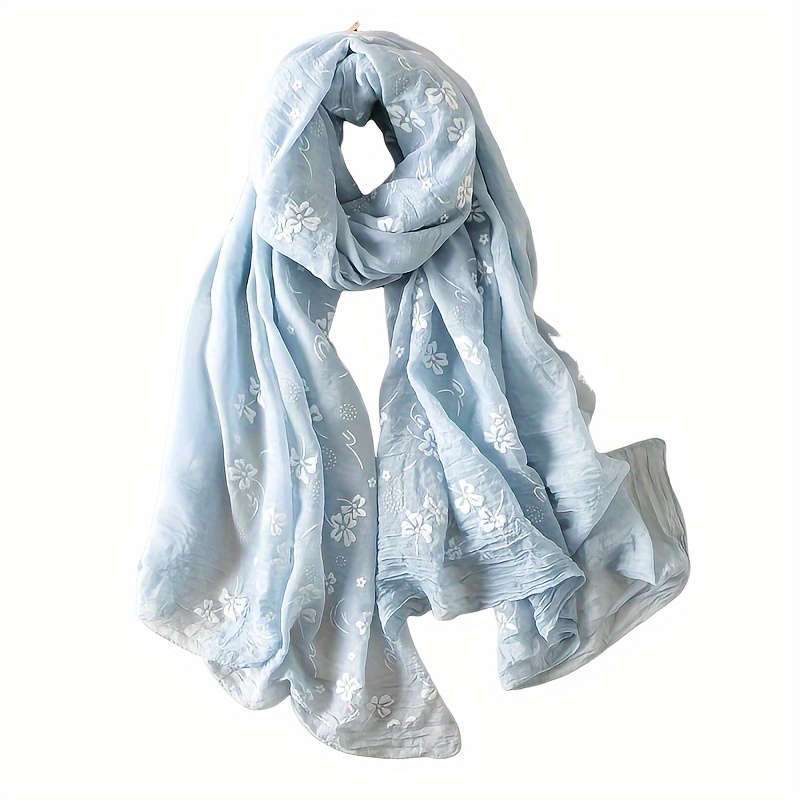 Image of Thin Printed Pastoral Scarf Embroider Fashion Long Scarf Casual Sunscreen Shawl Outdoor Travel Shawl For Autumn