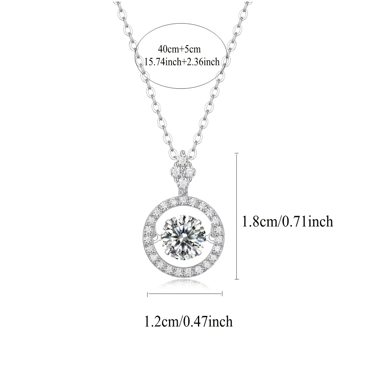 moissanite pendant necklace adjustable 925 silver pendant neck jewelry for women girls valentines day mothers day thanksgiving day anniversary birthday gift details 3