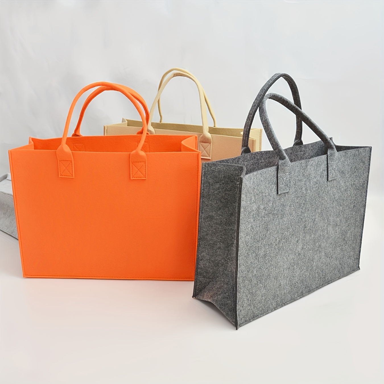 

Large Capacity Felt Tote Bag, Solid Color Shoulder Bag, Women's Fashion Handbag & Shopping Bag