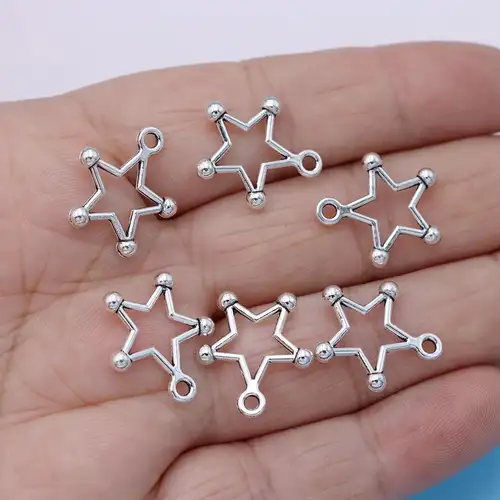 100Pcs Plated Hollow Moon Star Pendant DIY Natural Charm Jewelry Making  Gift