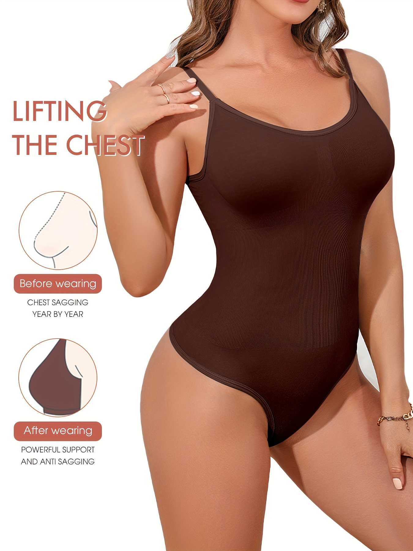 Solid Shaping Thong Bodysuit Simple Soft Tummy Control - Temu
