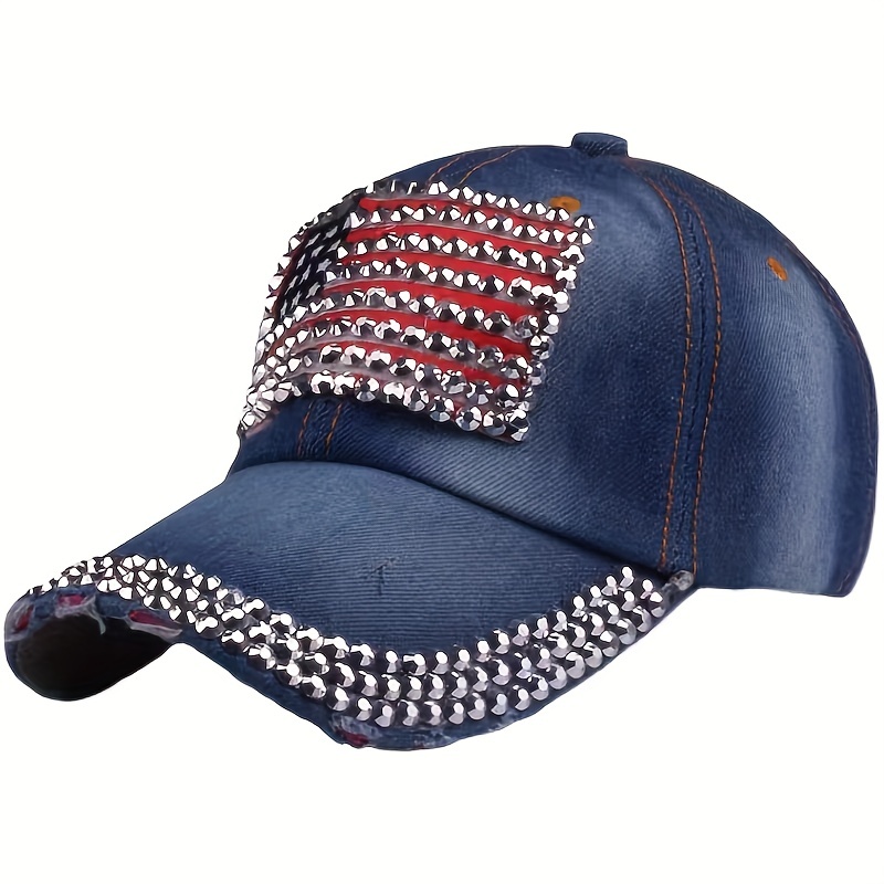 National Flag Style Diamond Denim Peaked Cap Baseball Cap