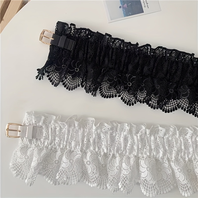 Lace Band 8 3/8 Wide Lacy Elegance Stretch Lace , Galloon Double Edge Lace  Band, Color Black 