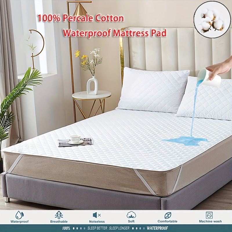 Tela de algodón acolchada y gruesa, funda protectora de colchón, absorción  de humedad, transpirable, suave y