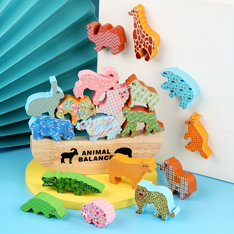 IPOURUP Animals Montessori Toddler Toys 2 3 4 5 6 Year Old Boys Girls  Wooden Animal Blocks Stacking Toy Kids Birthday for Boy Girl Age 2-6  Educational