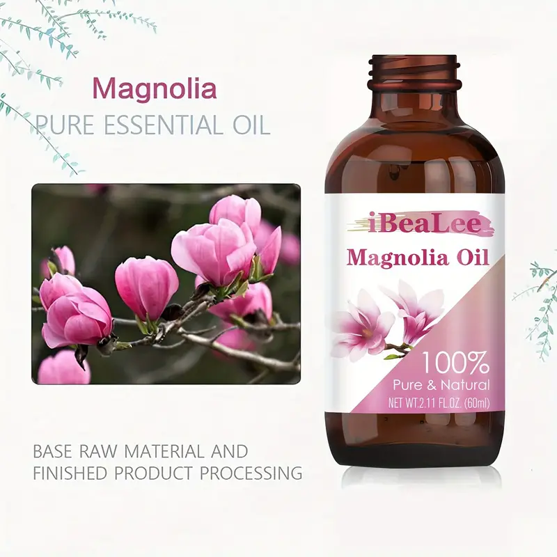 60ml Magnolia Essential Oil (2.11 Fl.Oz With Glass Dropper) 100% Pure  Therapeutic Grade For Hair, Body, Dewy Hydration, Defends Against Signs Of  Aging