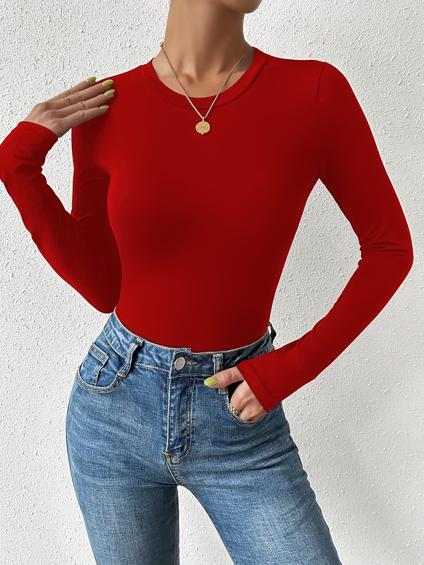  Cheap Clothes for Women Long Sleeve T Shirt Women Crew Neck  Solid Stretch Slimcasual Blouse Top Thin Skinny Winter Classic Bottoming  Shirts : Clothing, Shoes & Jewelry