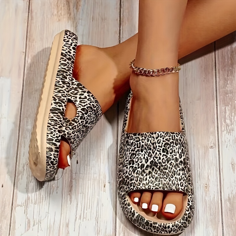 Leopard cheap sandal slides