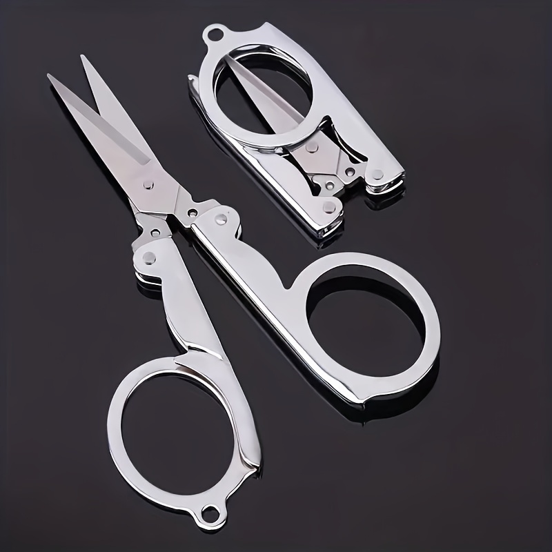 1pc Stainless Steel Folding Small Scissors Travel Scissors Sewing Scissors  Portable Mini Scissors Paper Scissors Household Supplies