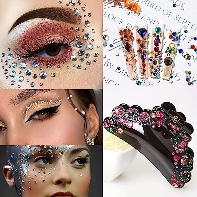 Girls Glitter Rhinestone Reusable Eye Makeup Kit Easy Stickers Costume  Halloween