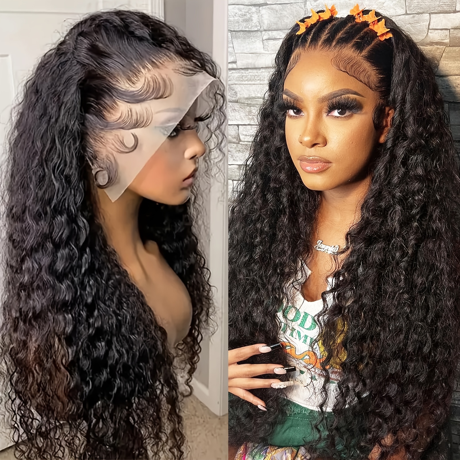 Water Wave 13x4 Hd Lace Frontal Wig Human Hair Transparent - Temu