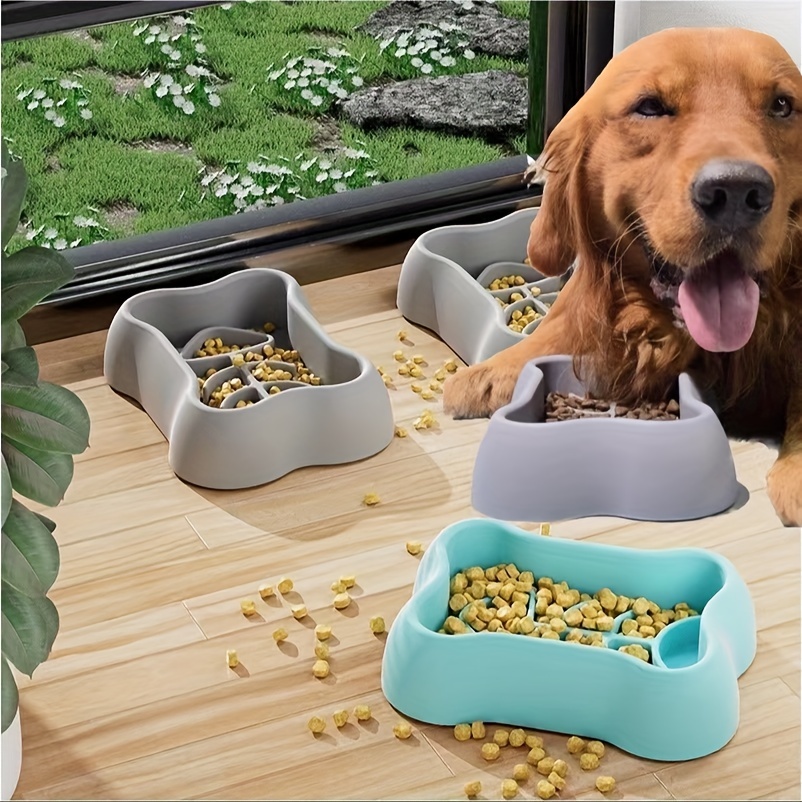 1pc Random Color Plastic Pet Food Bowl For Large & Medium Sized Dogs With  Anti-slip Bottom And Slow Feeding Design