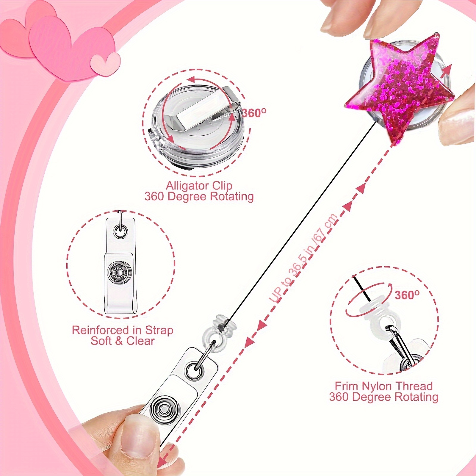 Star Glitter Nurse Badge Reel Pen Kit Mini Highlighter Permanent