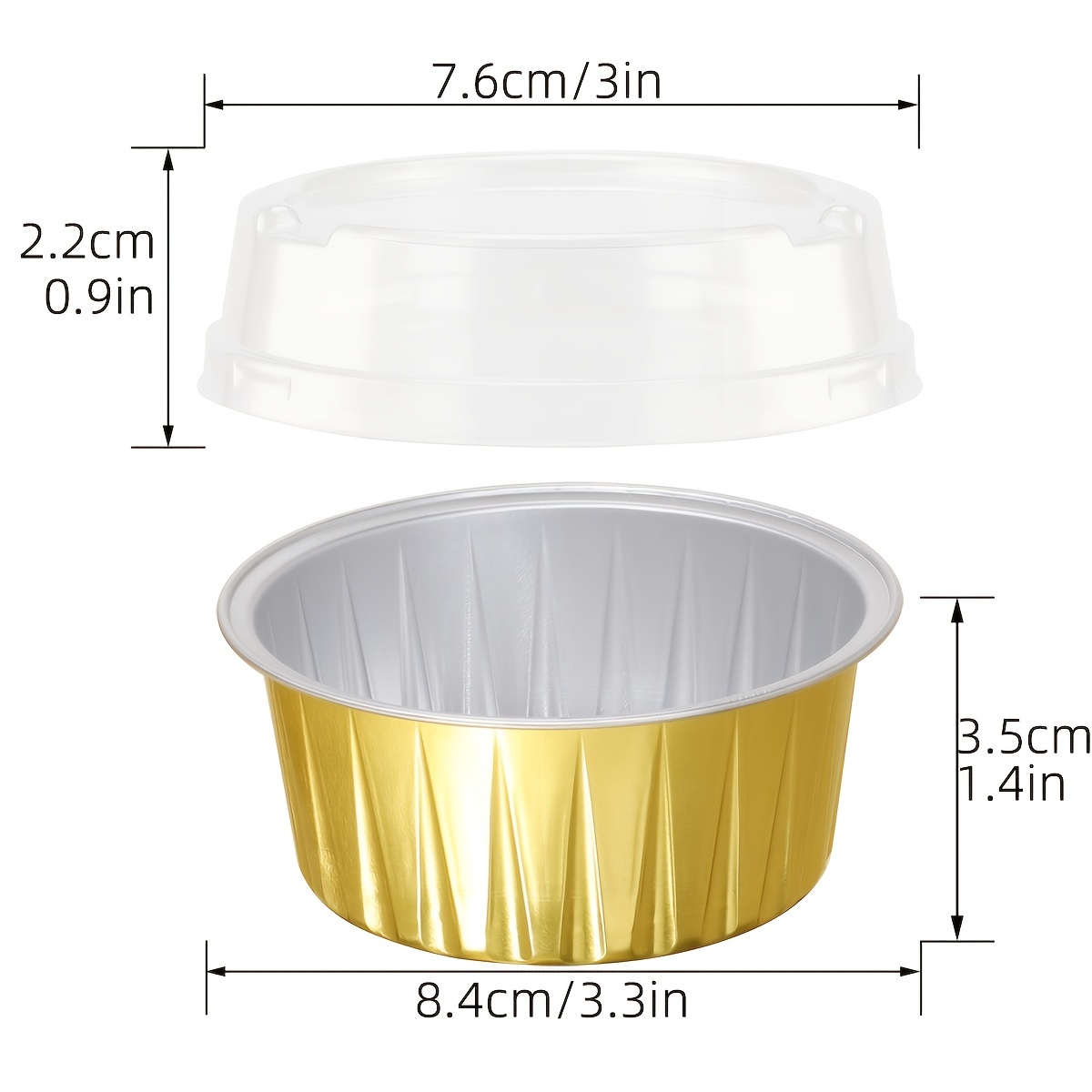 Round Ramekins Muffin Cups, Tin Foil Cupcake Pans, Disposable