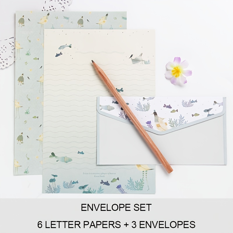 Stationery Writing Paper With Envelopes Contain 6 Stationery - Temu