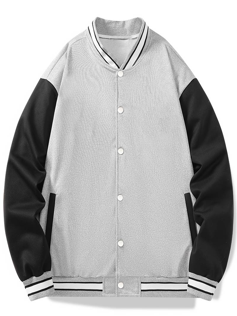 Men's Stitching Baseball Collar Long Sleeves Varsity Jacket - Clothing ...