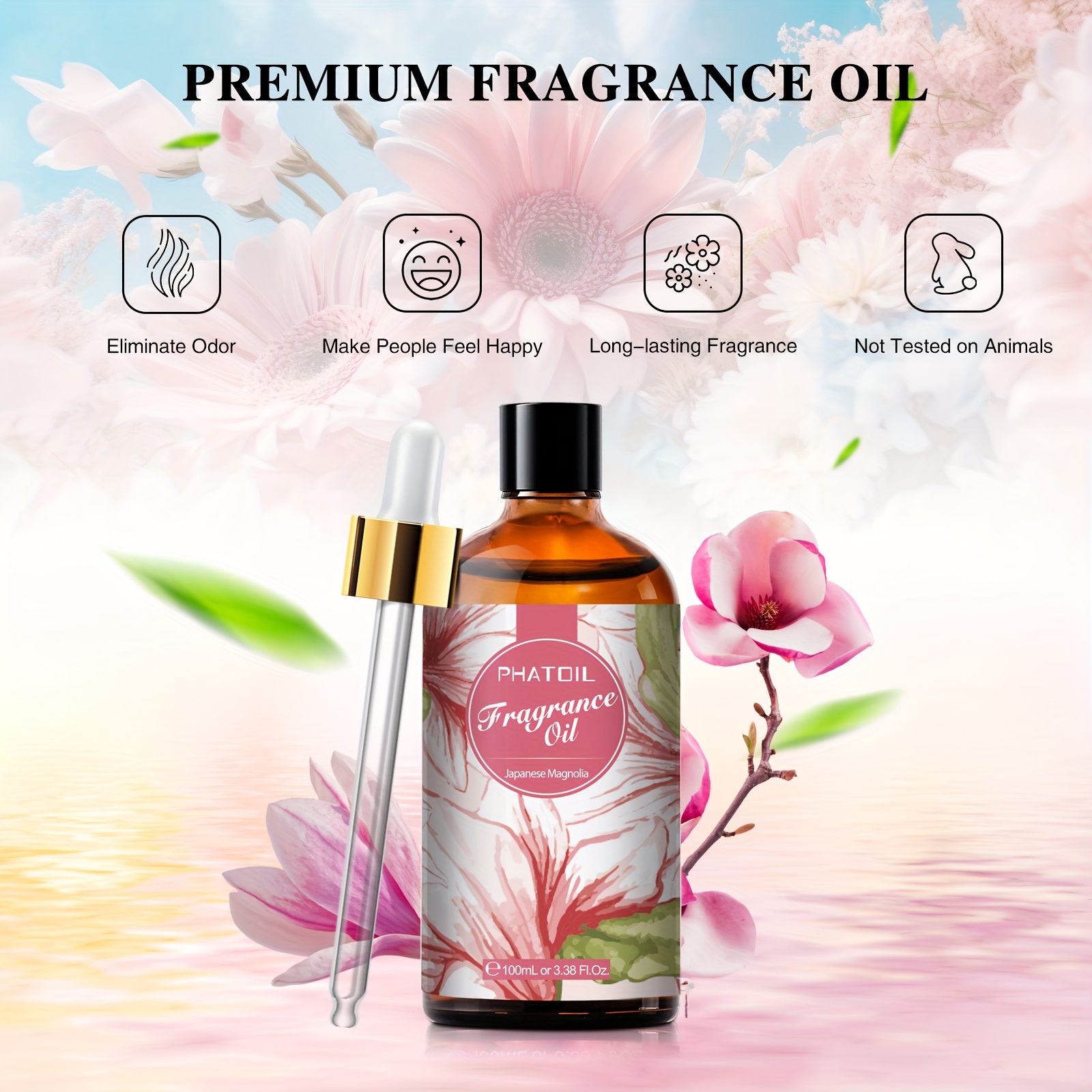 1pc Japanese Magnolia Fragrance Oils 100ml/3.38Fl.Oz, High Quality Diffuser  Oils For Oil Burner, Aromatherapy, Air Freshener, Relax And Release Stress