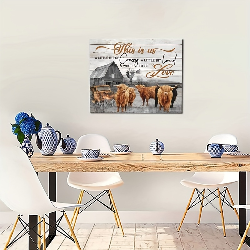Farm Highland Cow Wall Art Us Cow Canvas Farmhouse Barn Temu
