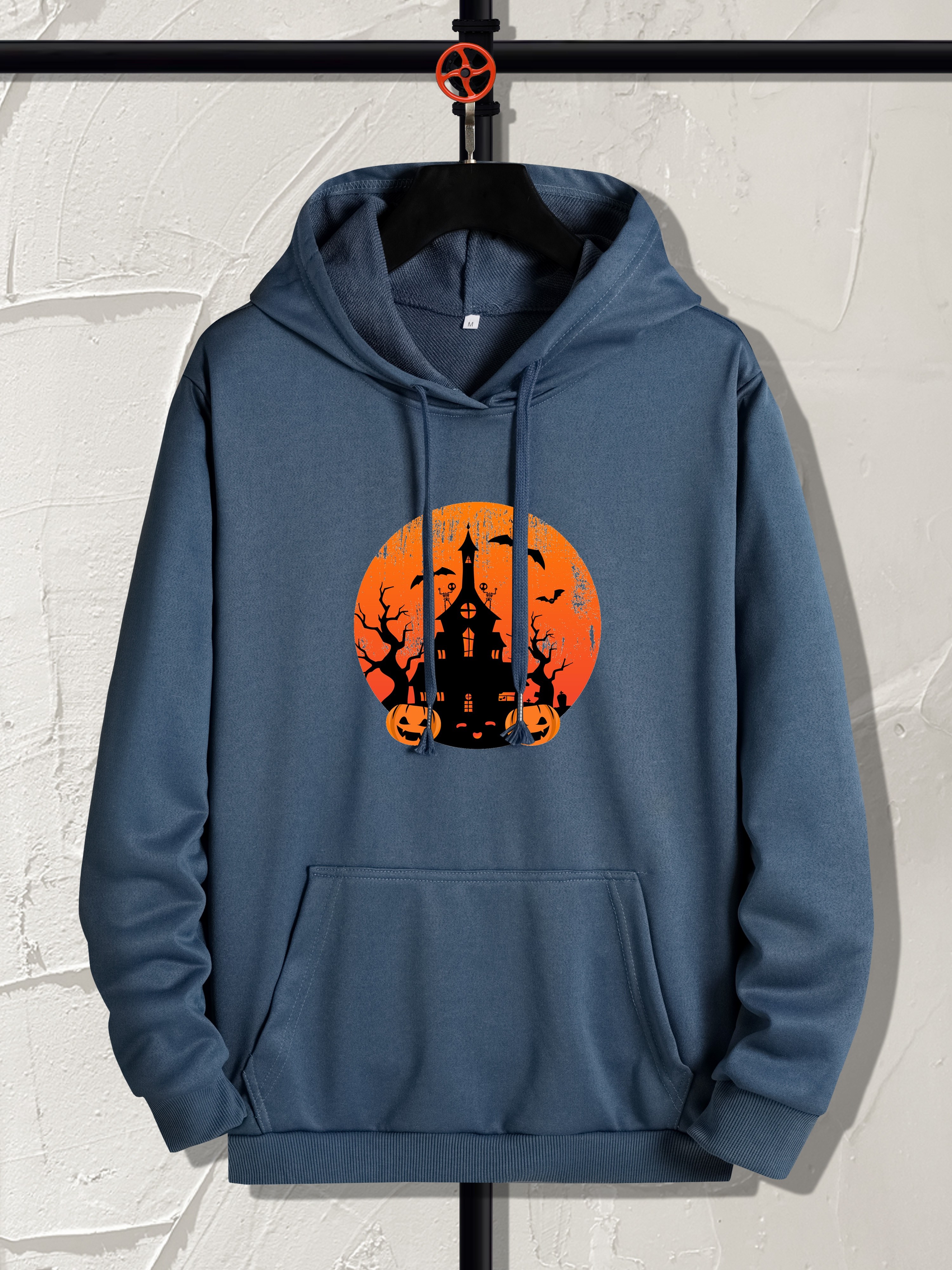 Halloween Series Castle Print Hoodie, Cool Hoodies Para Homens