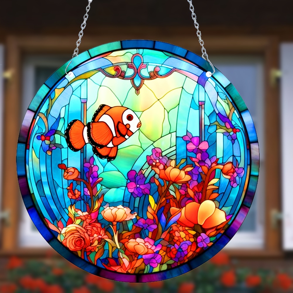 Fall Fish Suncatcher colorful Wreath Sign fish Window - Temu Philippines