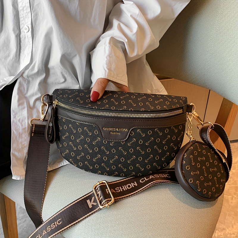 Letter Print Chest Bag With Coin Purse, Trendy Pu Leather Fanny Pack,  Outdoor Travel Sports Crossbody Bag - Temu
