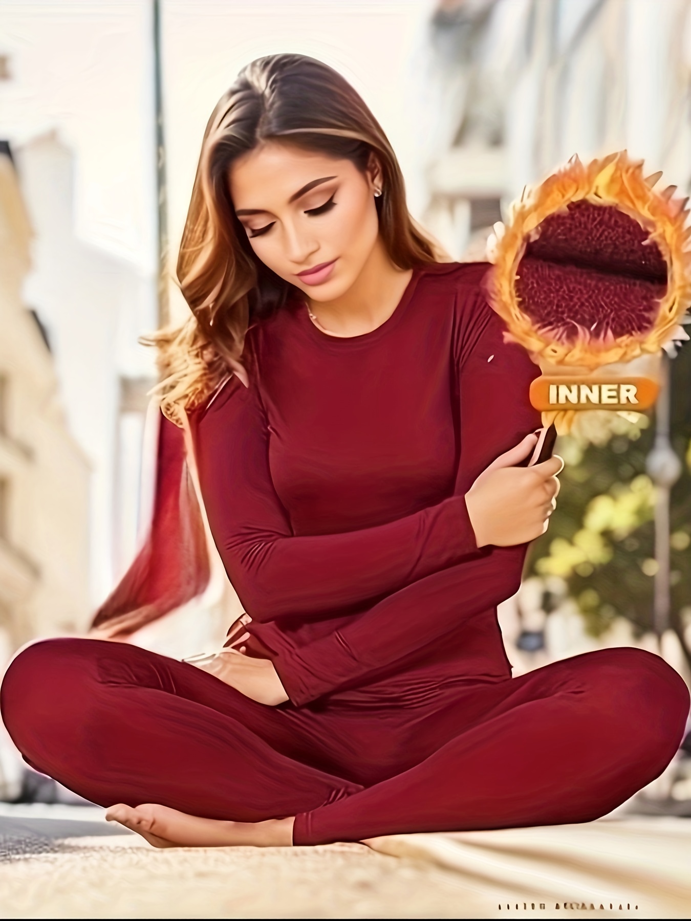 Super Soft Thermal Sports Sets Solid Color Warm Long Sleeve - Temu