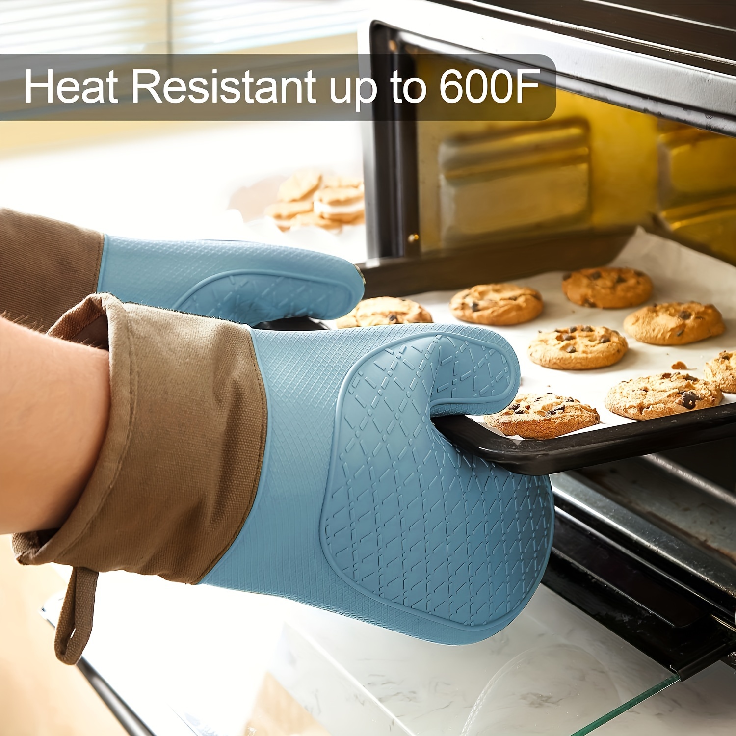 Heat Resistant Silicone Oven Mitts Set