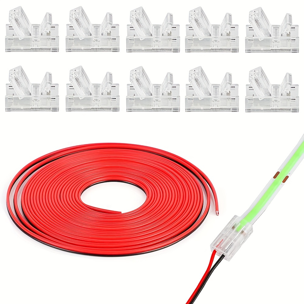 2pin Cob Led Strip Light Connectors Kit Wire Solderless - Temu