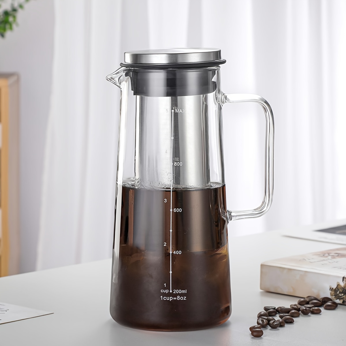 Home Pour Over Coffee Brewer -hand-drip Coffee Maker Pot With Heavy-duty  Glass Carafe And Lid, Paperless Stainless Steel Reusable Filter And Tea  Infus